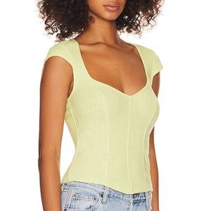 Textured Ribbed Tank in Key Lime Yellow Free People